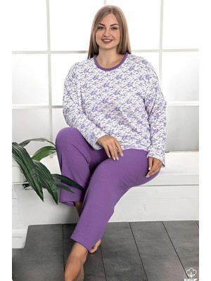 Farya Home Büyük Beden Pamuklu 2 Iplik Kışlık Uzun Kollu Pijama Takımı