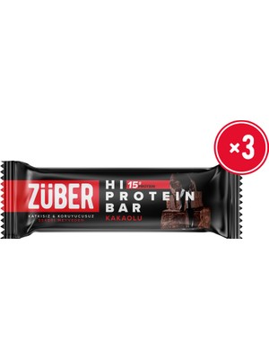 Züber Hi Protein Kakaolu Yüksek Protein Bar 45g x 3 Adet (15g Protein)