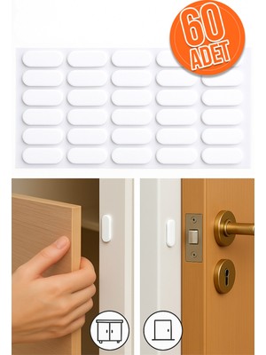 Elysian 60'lı Yapışkanlı Beyaz Eva Dolap Çekmece Kapağı Ses Stoperi Tamponu Koruyucu Engelleyici 22 mm Oval