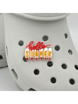Balp Charm Terlik Süsü ve Aksesuarı , Çanta Süsü – Jibbitz 3D Hello Summer Logo Aksesuar