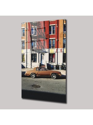 SteelArtDec Nostaljik Sokak ve Araba - Cam Tablo - DEG0045