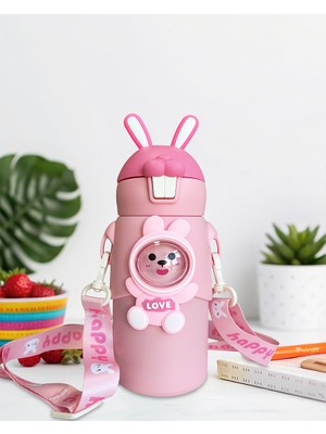 Simonelli Pembe Tavşan Kulaklı Çoçuk Termosu Paslanmaz Çelik