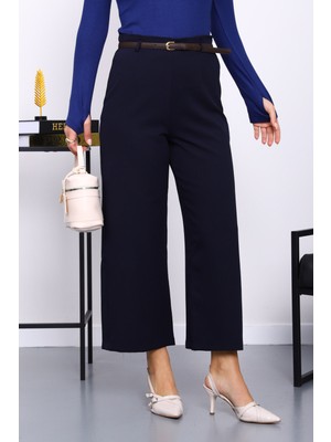 İmaj Butik Lacivert Kemerli Yan Fermuarlı Pantolon
