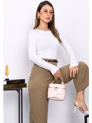 İmaj Butik Ekru Parmak Geçmeli Modal Body