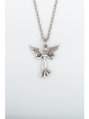 IDR Minimal Kanatlı Melek Gümüş Kaplama Düz Zincir Kolye