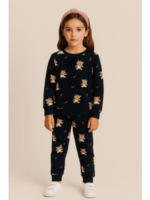 Katia & Bony Kız Çocuk Teddy Desenli Pijama Takımı