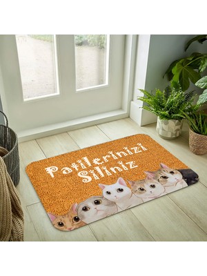 Kelebek Home Patilerinizi Siliniz Sevimli Kedicikler Temalı Temalı Iç-Dış Kapı Önü Paspasları