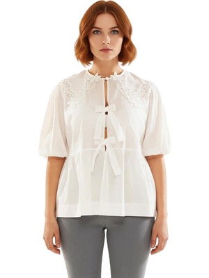 Ersefa Kadın Fiyonk Detaylı Vual Bluz Konforlu ve Zarif Büyük Beden Seçenekleri Kaliteli Şık Rahat