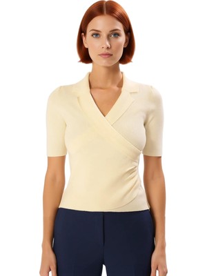 Ersefa Kadın Kruvaze Yaka Triko Üst Şık Detaylar ve Premium Iplik Kalitesiyle Öne Çıkan Tasarım Kaliteli