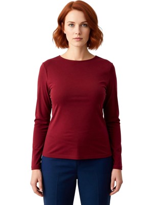 Ersefa Kadın Likralı Penye Süprem Kayık Yaka Bluz Kaliteli Şık Rahat Modern Zarif Günlük