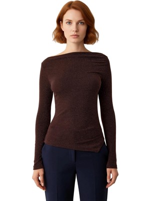 Ersefa Stil Kadın Asimetrik Etek Ucu Detaylı Bluz Regular Örme Fitted Kalıp