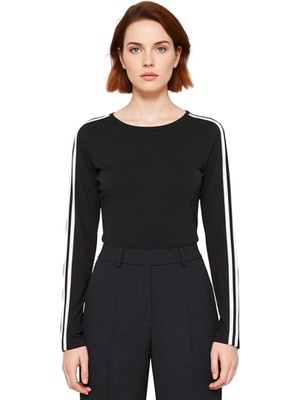 Ersefa Kadın Bisiklet Yaka Örme Dalgıç Kumaş Spor Üstü Kaliteli Şık Rahat Modern Zarif Günlük