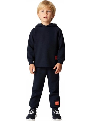 Ersefa Erkek Çocuklar Için Waffle Dokulu Kapüşonlu Spor Takım Kaliteli Şık Rahat  Günlük