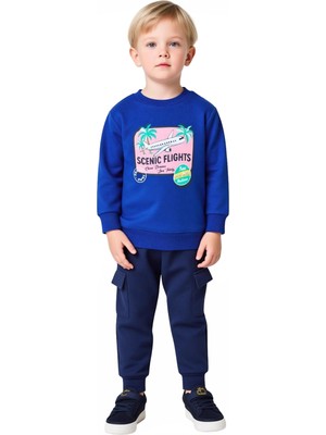 Ersefa Erkek Çocuk Konfor Odaklı Pamuklu Örme Takım Uçak Temalı Baskı ve Kargo Detayları Kaliteli