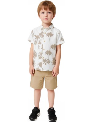 Ersefa Erkek Çocuk Tropikal Desenli Gömlek ve Şort Seti Kaliteli Şık Rahat  Günlük