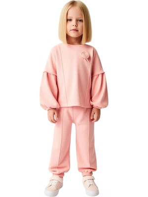 Ersefa Kız Çocuk Waffle Dokulu Sweatshirt ve Pantolon Takımı Kaliteli Şık Rahat  Günlük