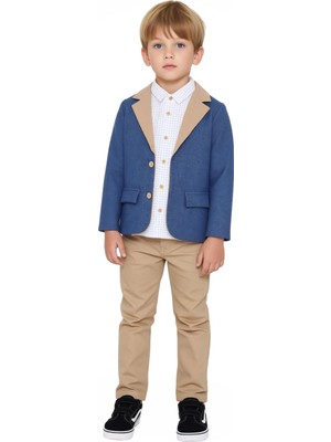 Ersefa Erkek Çocuk  Gömlek Ceket ve Pantolon Üçlü Set Papyon Hediyeli Kaliteli Şık Rahat