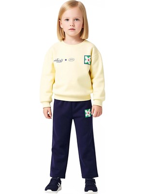 Ersefa Kız Çocukları Için Pamuklu Içi Polarlı Oversize Örme Takım Kaliteli Şık Rahat