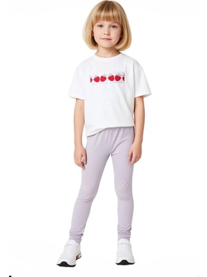 Ersefa Kız Çocuk %100 Pamuklu Kalp Desenli Payetli Detaylı T Shirt ve Esnek Tayt Alt Üst Takım Kaliteli