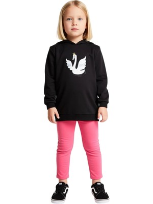 Ersefa Kız Çocuk Kuş Desenli Pamuklu Sweatshirt ve Tayt Seti Kaliteli Şık Rahat  Günlük