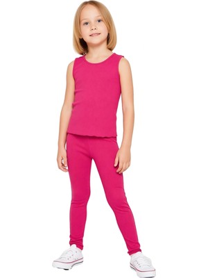 Ersefa Kız Çocuk Rahat Fitilli Atlet ve Tayt Ikili Takım Kaliteli Şık Rahat  Günlük