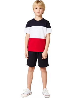 Ersefa Erkek Çocuk Pamuklu Günlük Kısa Kol Üst ve Şort Kombinasyonu Kaliteli Şık Rahat