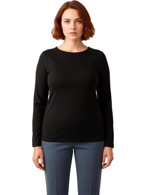 Ersefa Kadın Likralı Penye Süprem Kayık Yaka Uzun Kollu Crop Üst Kaliteli Şık Rahat Modern Zarif Günlük