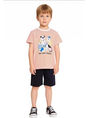 Ersefa Erkek Çocuk Eğlenceli Baskılı Pamuklu Viskoz Karışımlı Yazlık Takım Kaliteli Şık Rahat