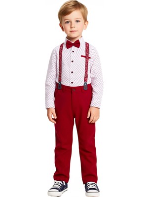 Ersefa Erkek Çocuk Puantiyeli Gömlek Pantolon ve Askı Takımı Şıklık ve Konfor Bir Arada Kaliteli Şık