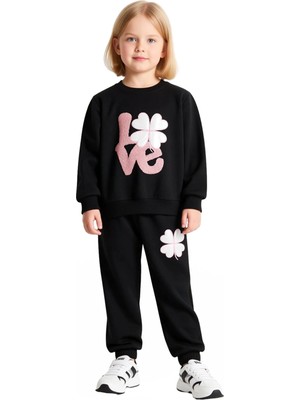 Ersefa Kız Çocuk Konforlu Ayıcık Temalı Pamuklu Ince Eşofman Takımı Kaliteli Şık Rahat