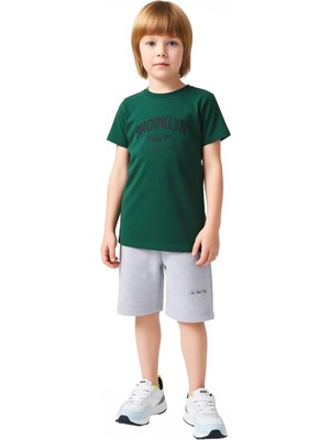 Ersefa Erkek Çocuk Pamuklu Şehir Temalı T Shirt ve Şort Seti Kaliteli Şık Rahat  Günlük