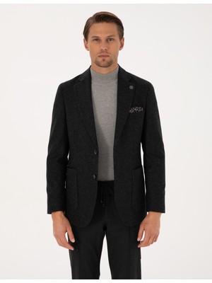Pierre Cardin Erkek Antrasit Slim Fit Yün Karışımlı Ceket 50313336-VR006