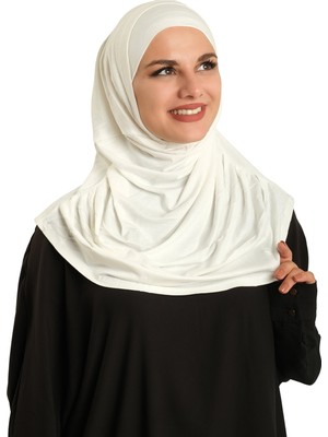 Hürrem Bone Krem Pratik Hazır Geçmeli Tesettür Eşarp Viskon Boneli Büyük Boy 1290BV_40