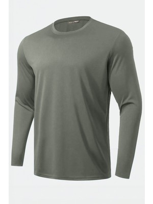 Ghassy Co. Erkek %100 Pamuklu Likralı Esnek Spor Koşu Günlük Antrenman Uzun Kollu Penye T-Shirt