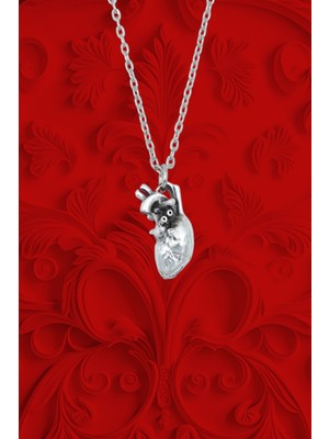 IDR Kalp Gümüş Kaplama Düz Zincir Kolye