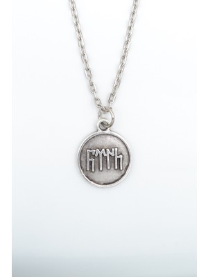 IDR Göktürkçe Türk Madalyon Gümüş Kaplama Düz Zincir Kolye