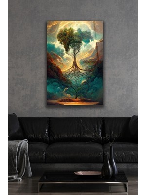 AR AJANS KANVAS TABLO Köklerden Göğe Yükseliş Dekoratif Cam Tablo