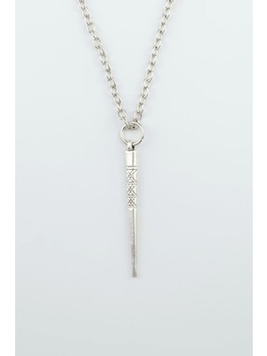 IDR Etknik Desenli Çubuk, Gümüş Kaplama Düz Zincir Kolye