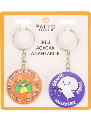 Matmel Tasarım Tacım Düşüyor 2'li Metal Anahtarlık Seti - Renkli - 10 cm