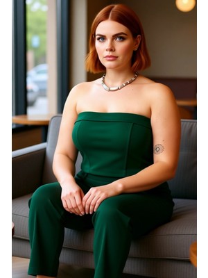 FRM Kadın Moda Şık Büyük Beden Crop Kare Yaka Fitted Kalıp Örme Straplez Bluz