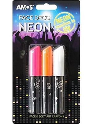 Mena Rise Amos FD10B3-ND Yuz Boyasi Gece Parlayan 3'lu Blister, 3 Renk