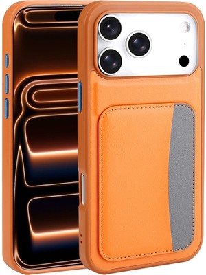 M.TK Moveteck Apple Iphone 17 Pro Max Kılıf Kamera Korumalı Kartlıklı Cüzdanlı Renkli Tuşlu Deri Tasarımlı Silikon Kapak