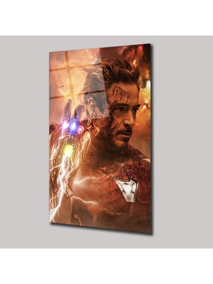 SteelArtDec Iron Man ve Nano Eldiven - Cam Tablo - DEG0216