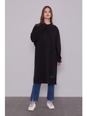 Levidor Siyah Uzun Ribana Sweatshirt