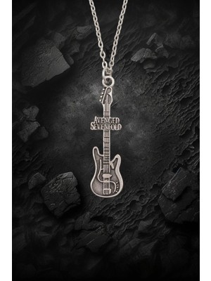 IDR Avenged Sevenfold Elektro Gitar Gümüş Kaplama Düz Zincir Kolye