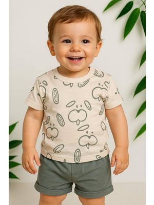 Dinamik çocuk Erkek Bebek Köpek Desenli Dog 2li Yazlık Takım Alt Üst 6-9-12AYLIK