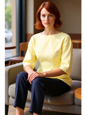 FRM Kadın Peplum Kesim Bluz Kayık Yaka Yarasa Kol Günlük Kullanım Için Mükemmel Kaliteli Şık Rahat