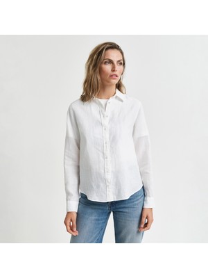 Gant Kadın Beyaz Regular Fit Klasik Yaka Gömlek