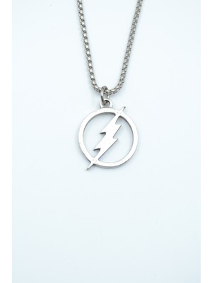 IDR Şimşek - The Flash Gümüş Kaplama Örme Zincir Kolye