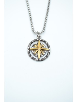 IDR Pusula Gümüş Kaplama Örme Zincir Kolye